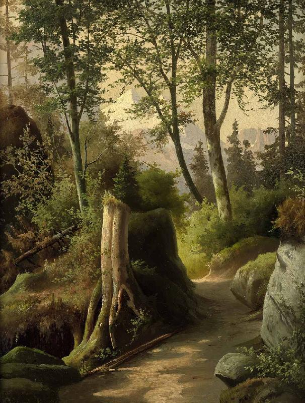 Eduard Friedrich Leybold Blausee mit den Doldenhornern und dem Fisistock im Kanton Bern oil painting image